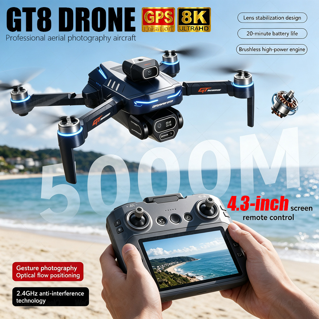 NEW GT8 HD RC Drone 4K Profess - đánh giá và giá Drone Camera Lens
