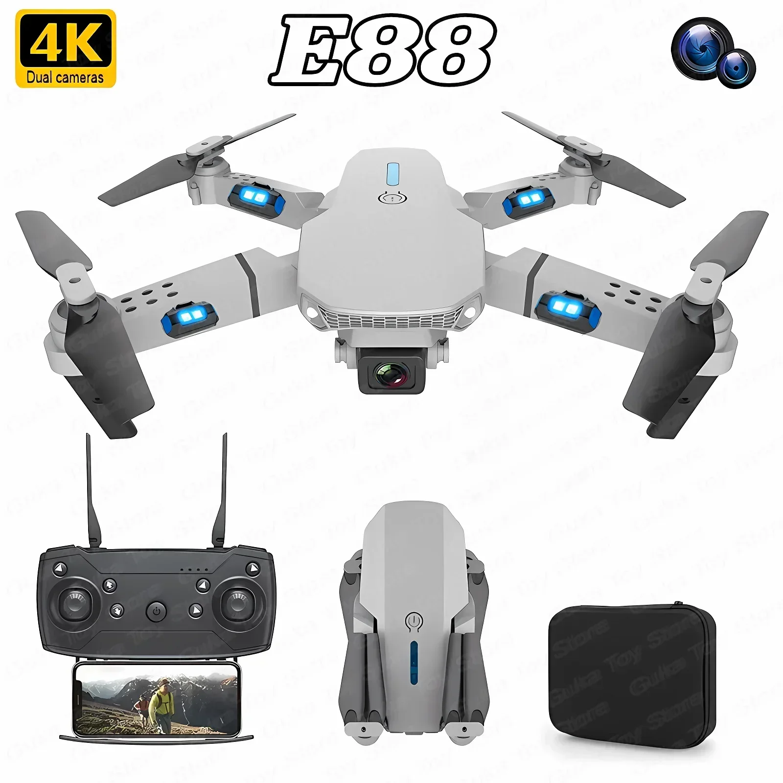 E88 Pro WIFI FPV Drone Wide An - đánh giá và giá Drone Camera Lens